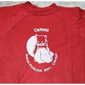 Vintage Animal Protective Assn Chicago CARING Crewneck USA Size Large Healthknit